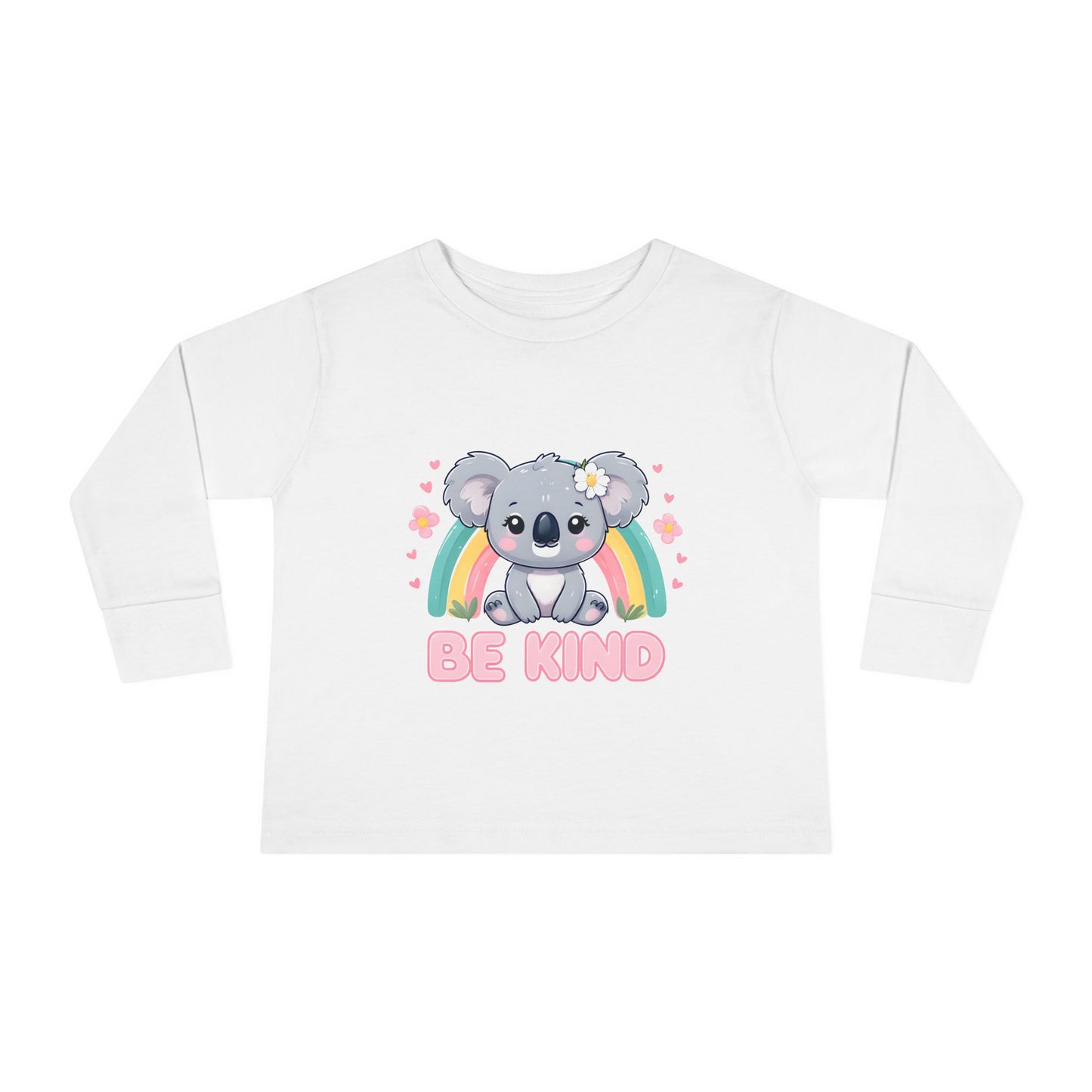 white Be Kind Toddler Long Sleeve Tee – Soft & Positive Message Shirt