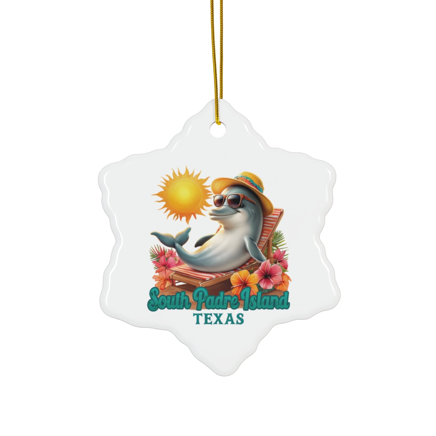 snowflake South Padre Island, TX Dolphin Ceramic Ornament