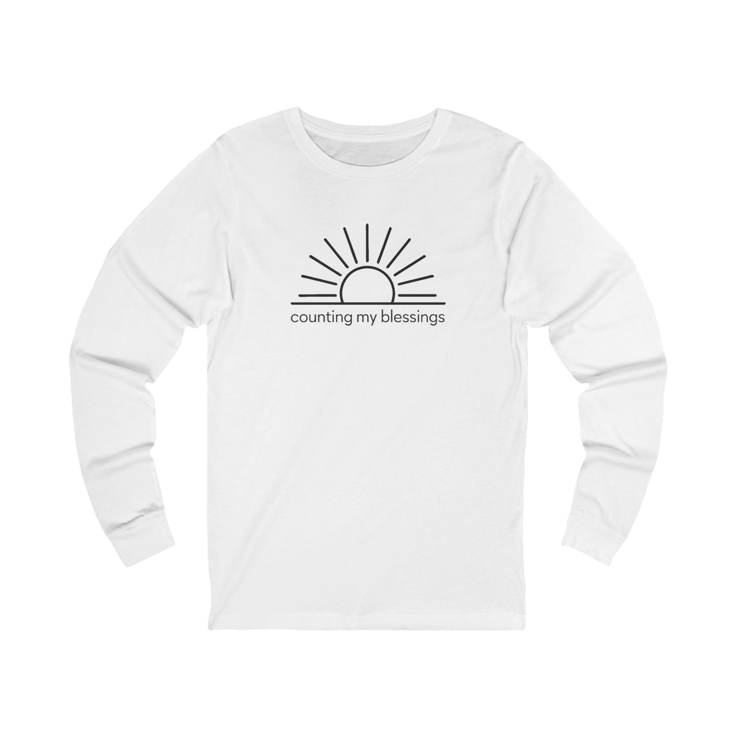 white Counting My Blessings – Unisex Jersey Long Sleeve Tee