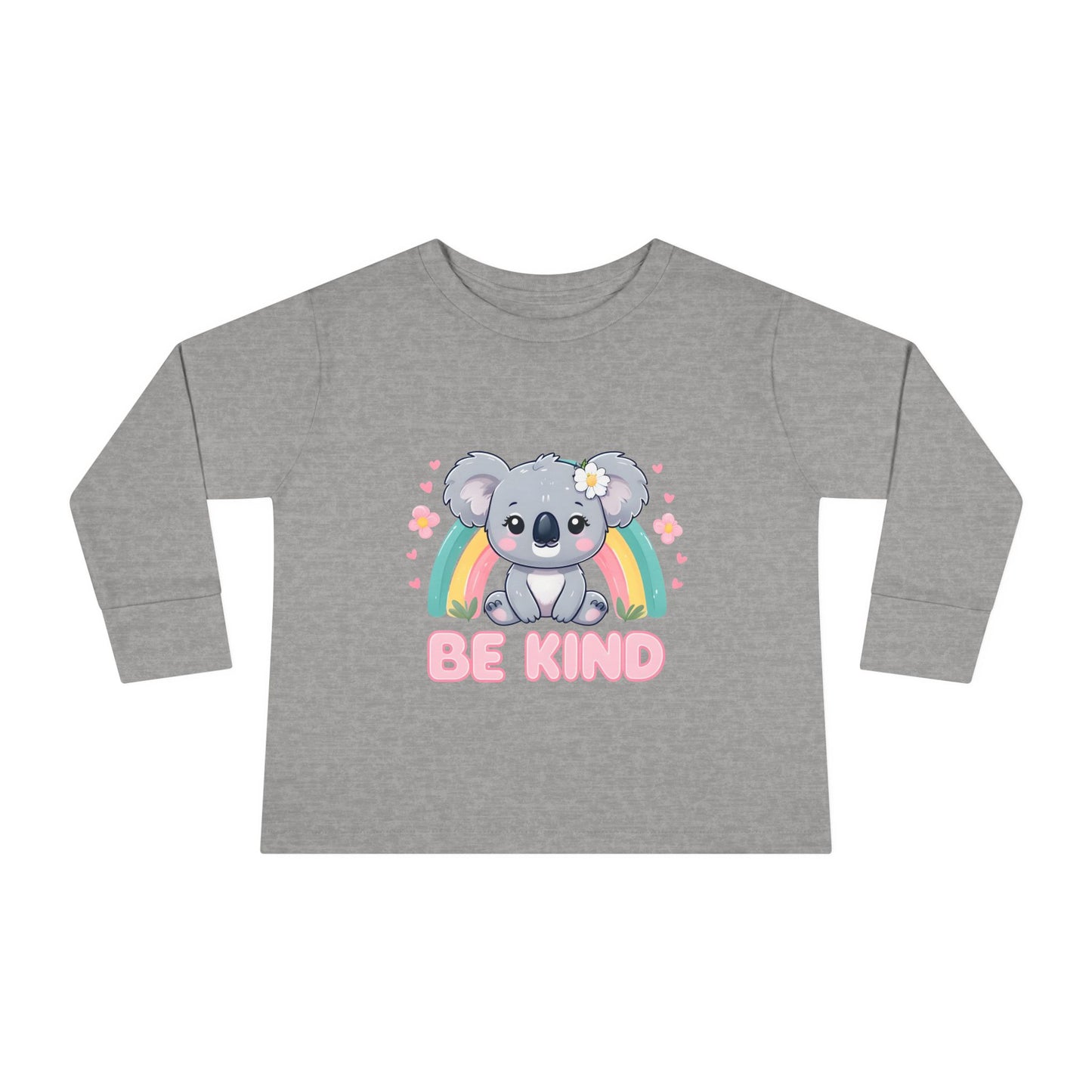 gray Be Kind Toddler Long Sleeve Tee – Soft & Positive Message Shirt