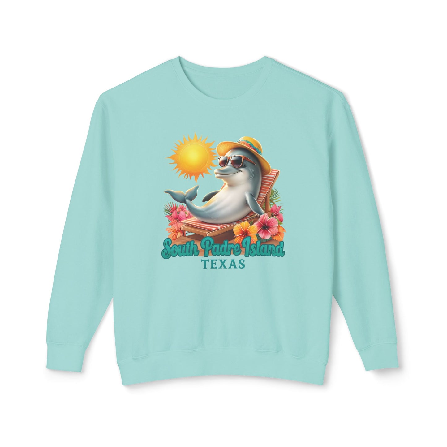 green South Padre Island, TX Dolphin Sweatshirt – Unisex Lightweight Crewneck