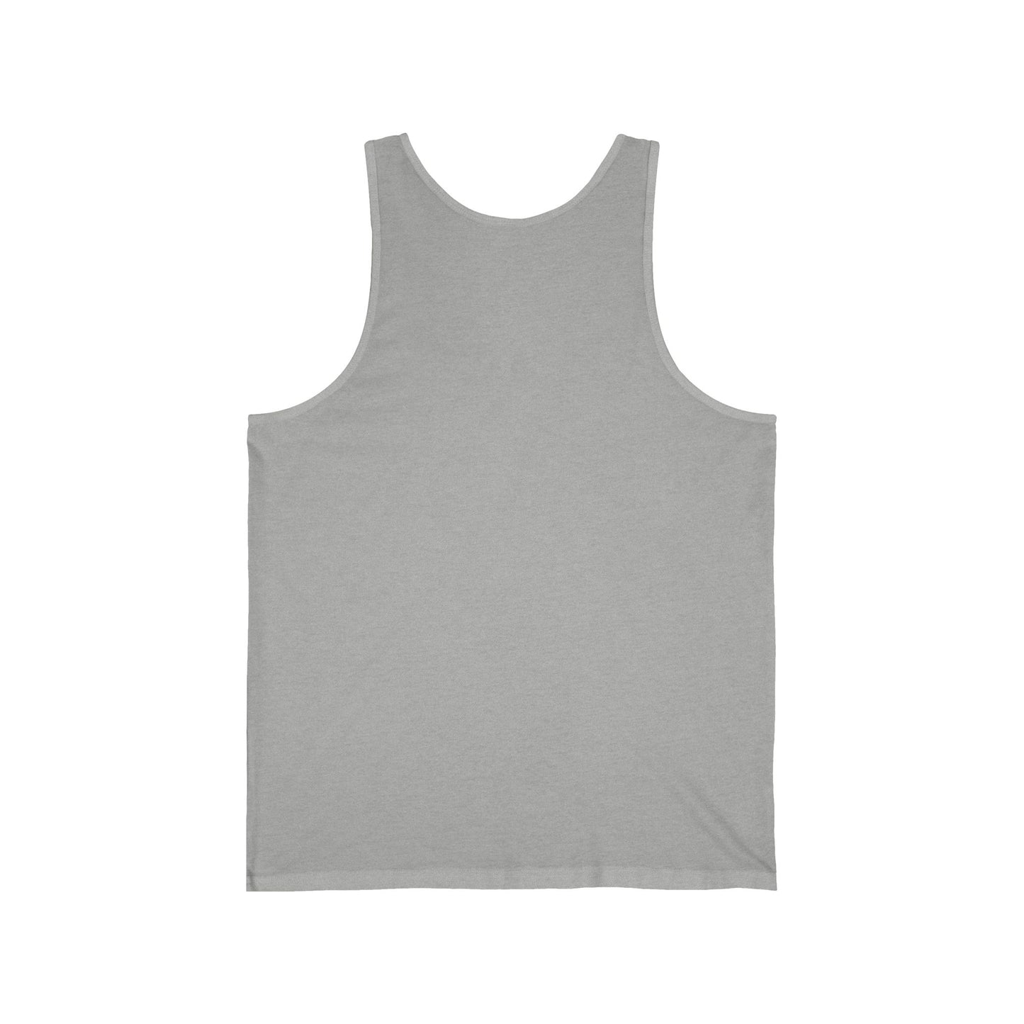 back of gray Positive Energy Unisex Jersey Tank Top – Uplifting & Mindful Vibes
