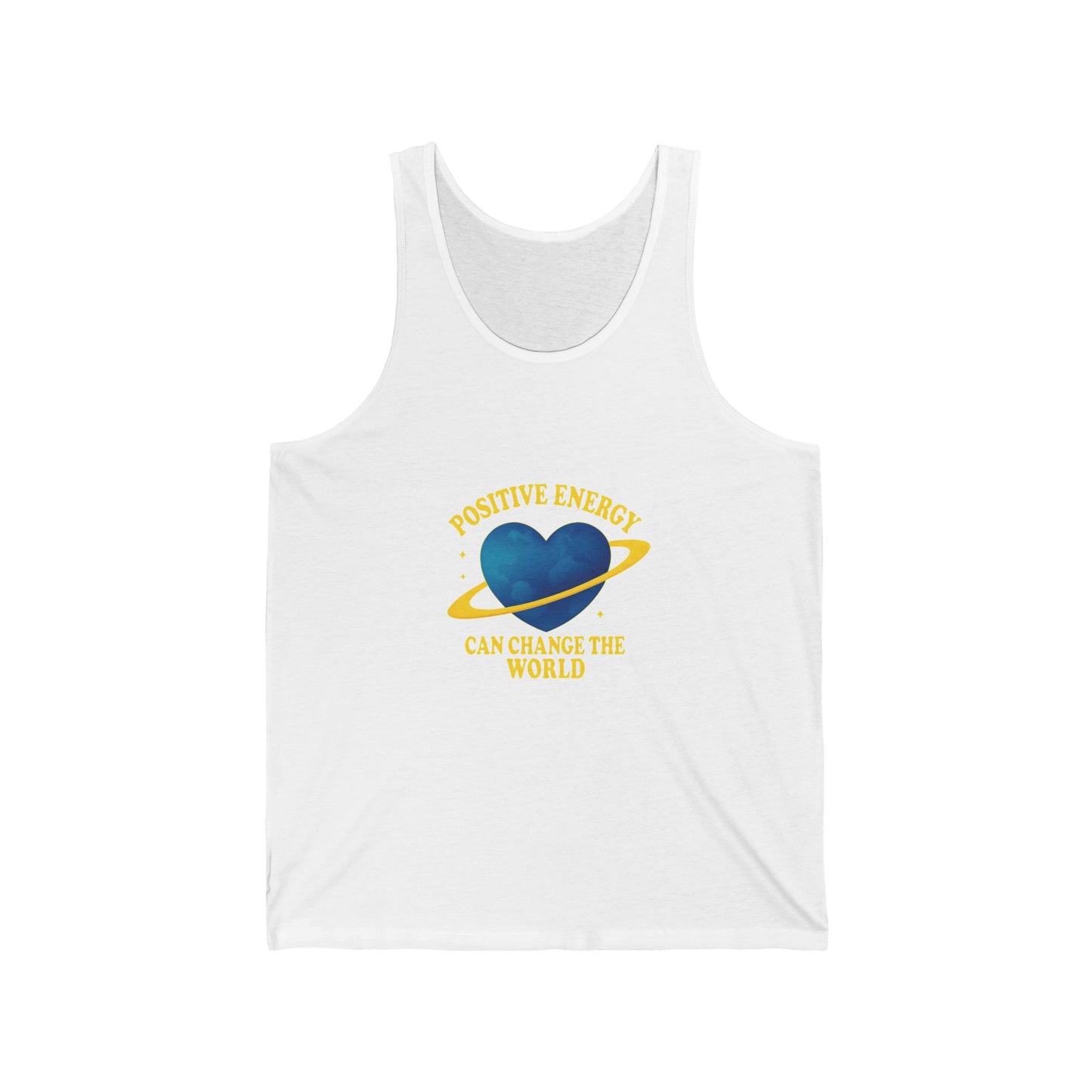 white Positive Energy Unisex Jersey Tank Top – Uplifting & Mindful Vibes