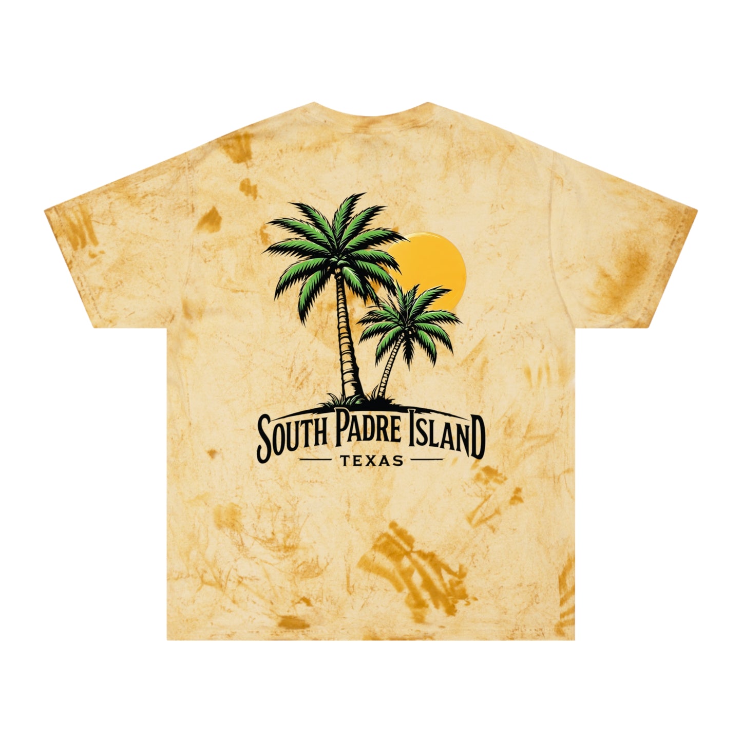 back of South Padre Island Unisex T-Shirt – Color Blast Design for Beach Lovers