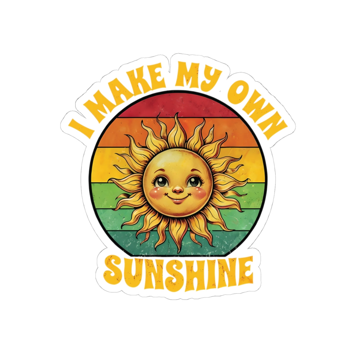 I Make My Own Sunshine Kiss-Cut Stickers - Positive Vibe, Colorful Sun Design