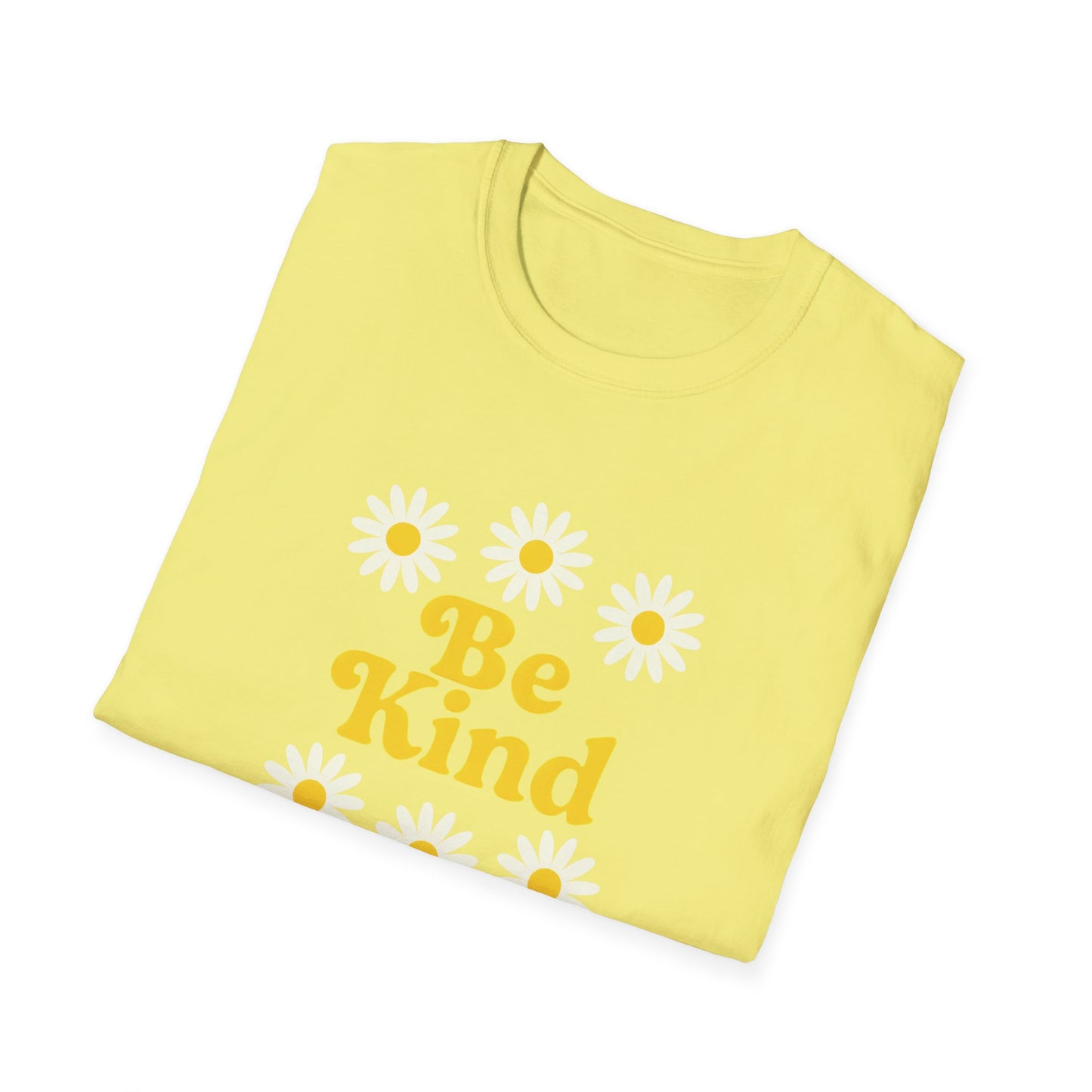 Folded yellow Be Kind Daisy T-Shirt – Positive Vibes Graphic Tee