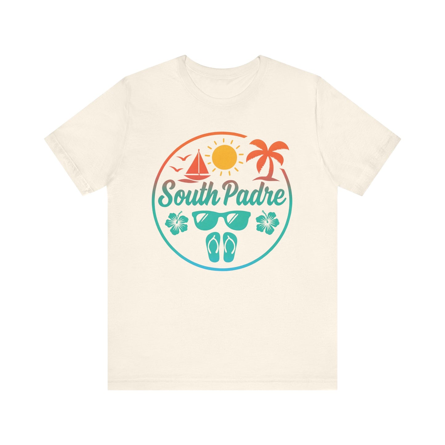 Light natural beige shirt with laid-back South Padre Island design