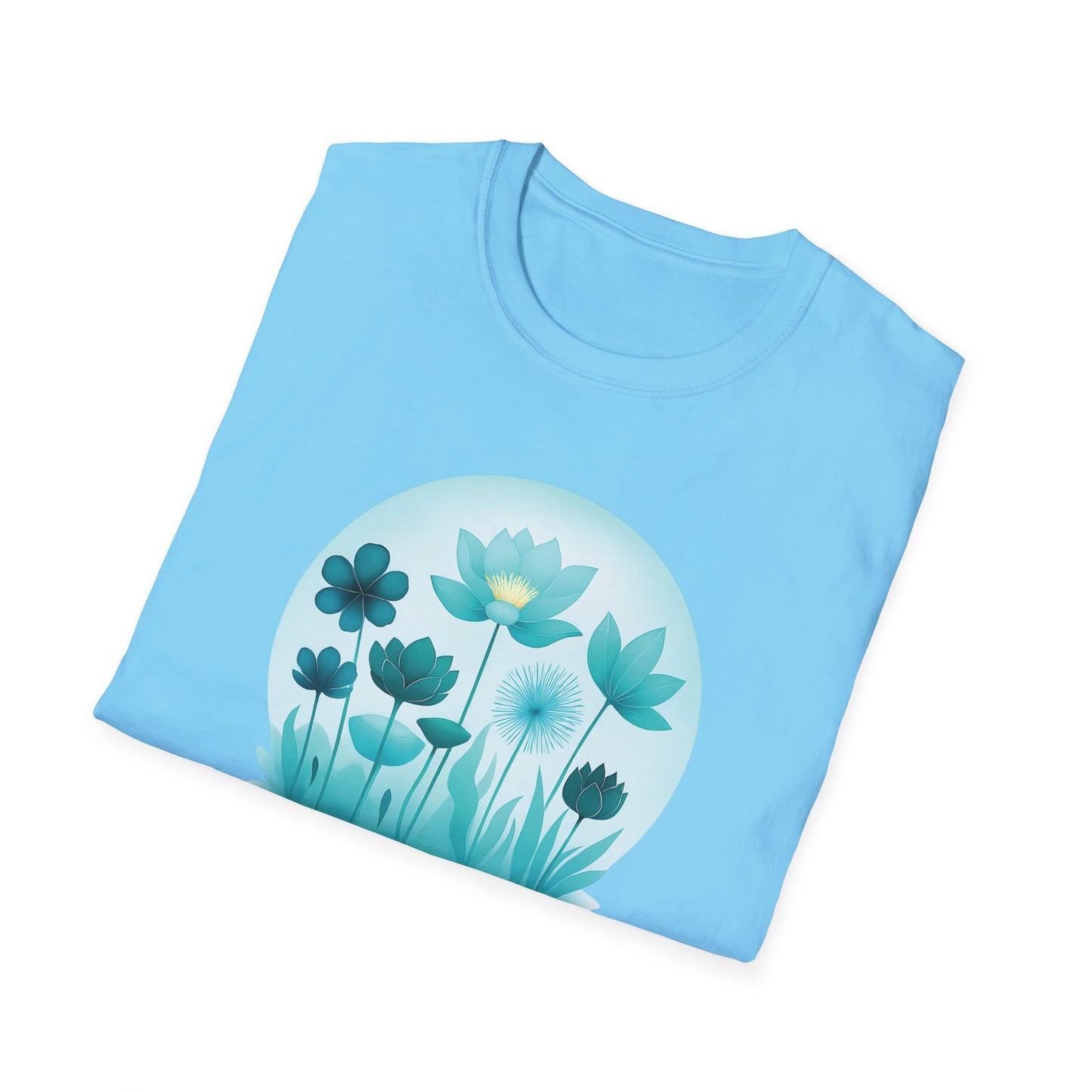 Folded blue Be Zen Unisex T-Shirt – Minimalist Mindfulness Tee