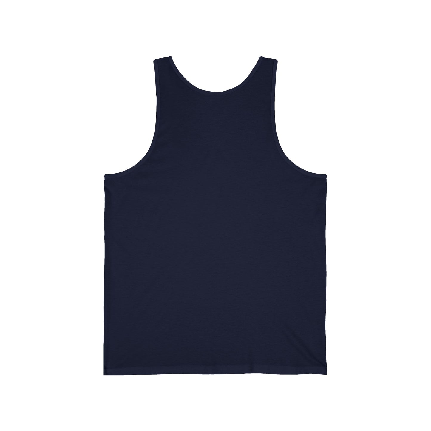 back of navy I've Got Sunshine in My Soul Unisex Jersey Tank | Summer Vibes Shirt