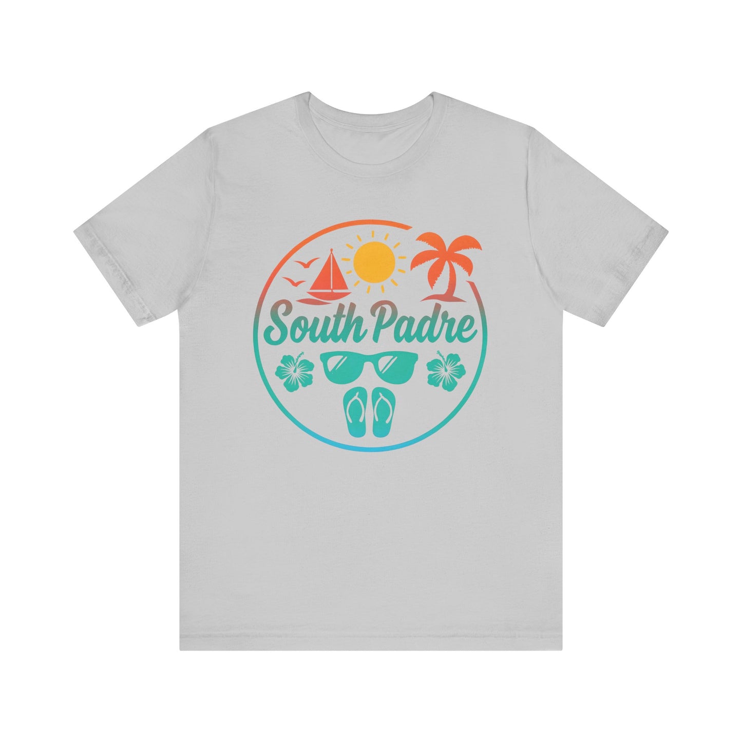 Heathered grey athletic tee featuring South Padre travel artwork