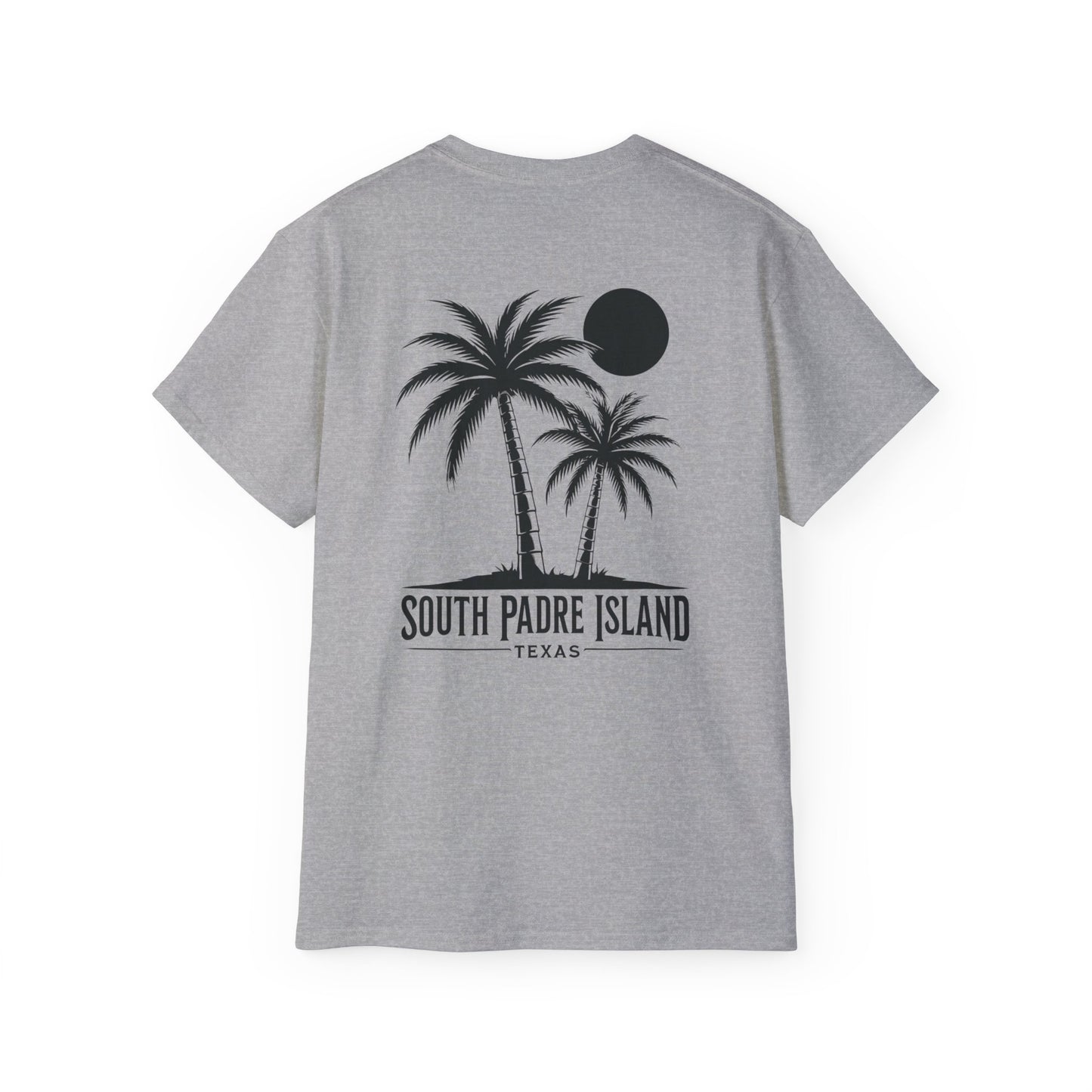 back of gray South Padre Island Unisex Ultra Cotton Tee – Comfortable Beach T-Shirt