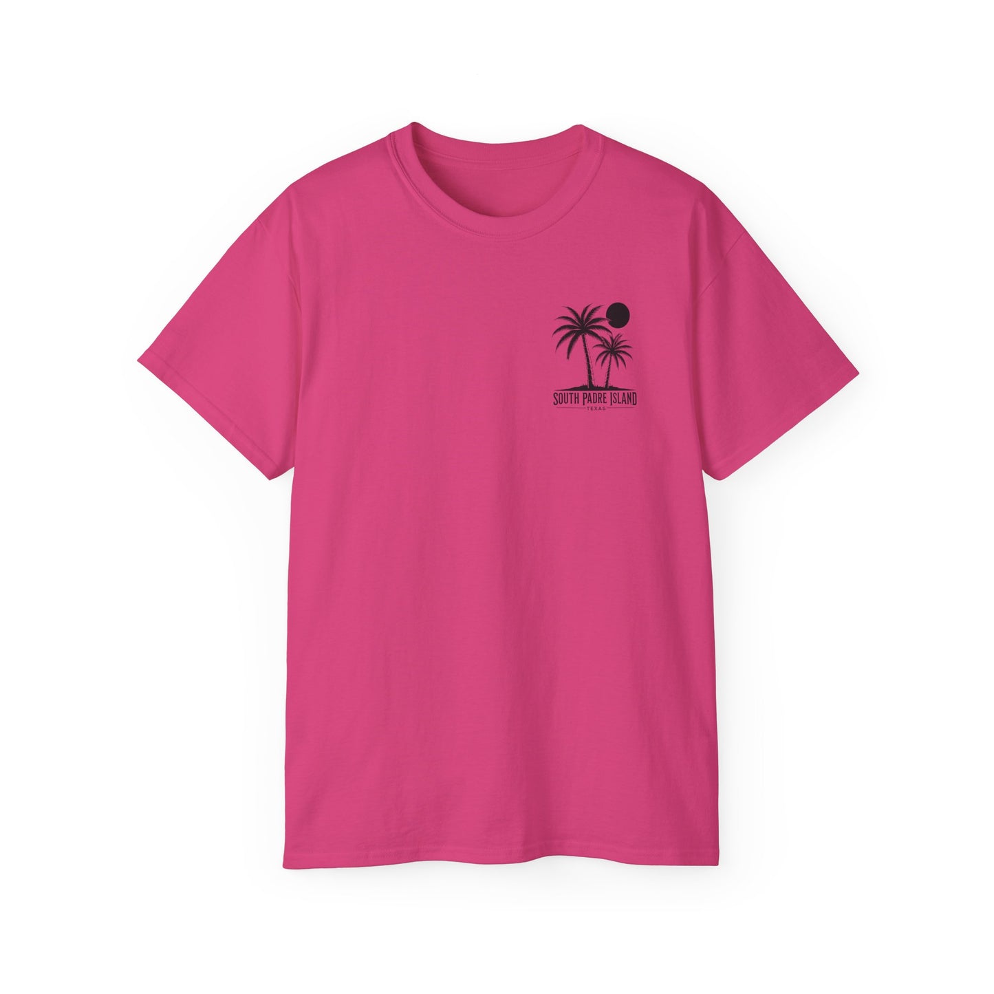 front of pink South Padre Island Unisex Ultra Cotton Tee – Comfortable Beach T-Shirt