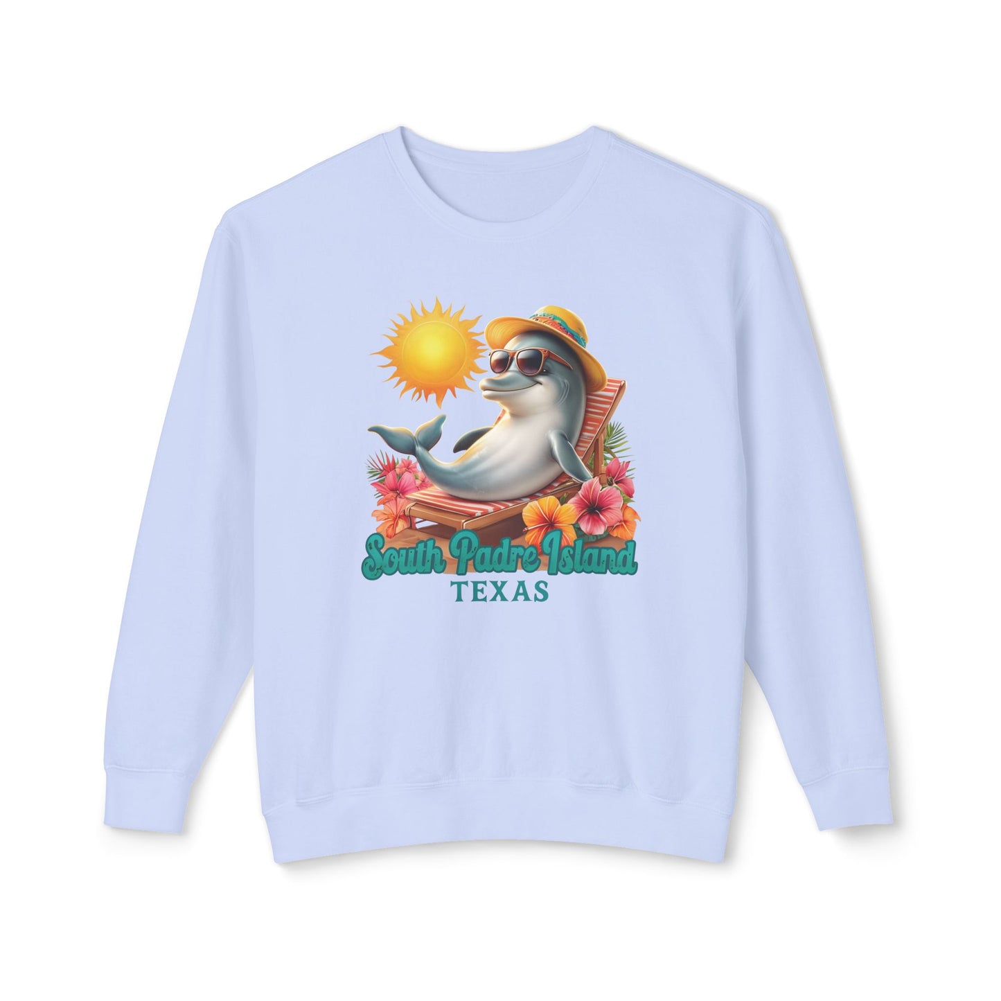 Hydrangea South Padre Island, TX Dolphin Sweatshirt – Unisex Lightweight Crewneck
