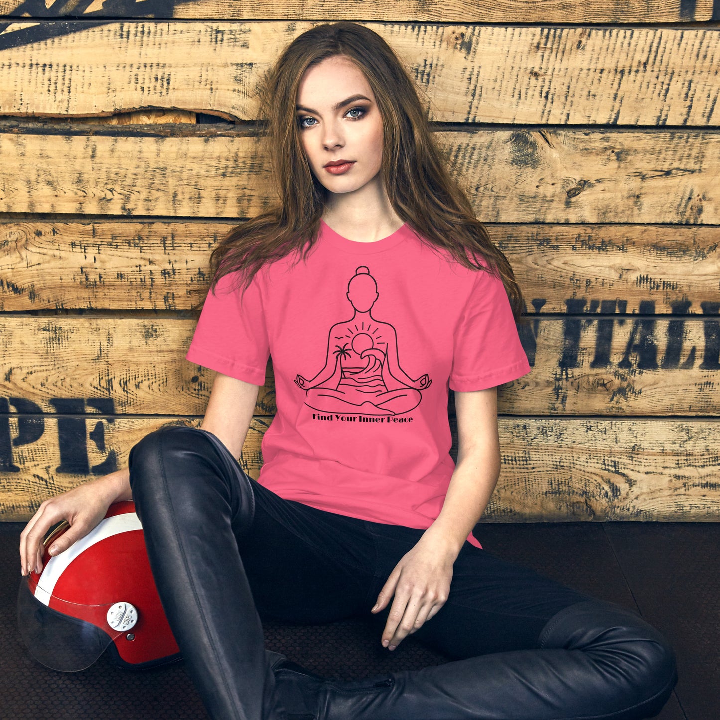 woman wearing pink Find Your Inner Peace T-Shirt – Unisex Mindful Affirmation Tee