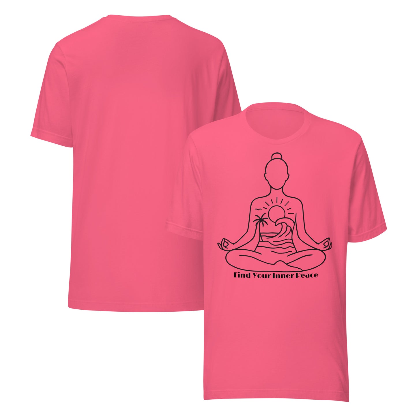 front and back of pink Find Your Inner Peace T-Shirt – Unisex Mindful Affirmation Tee
