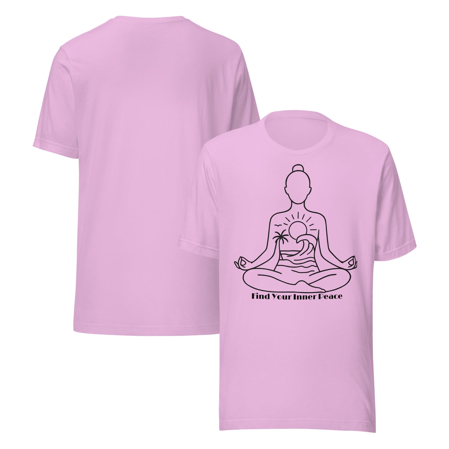 front and back of lilac Find Your Inner Peace T-Shirt – Unisex Mindful Affirmation Tee