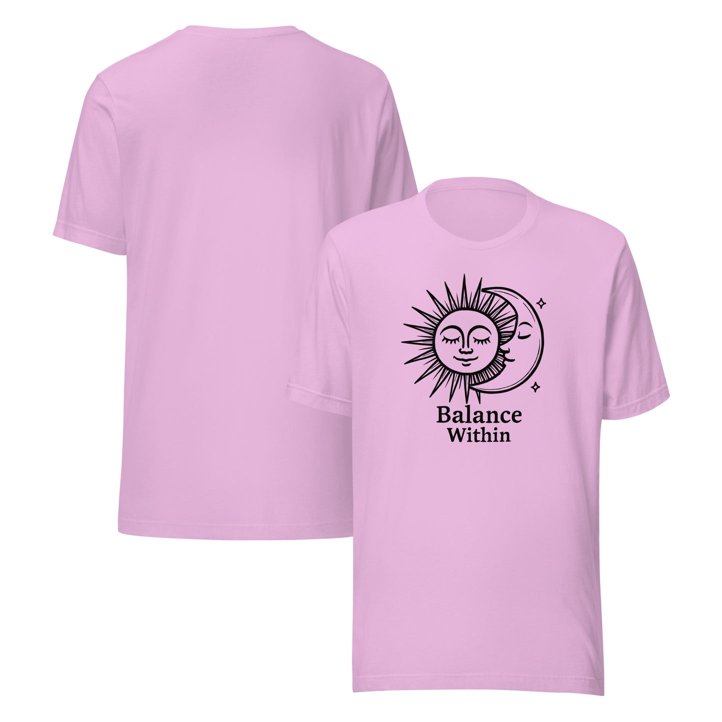 front and back of lilac tee