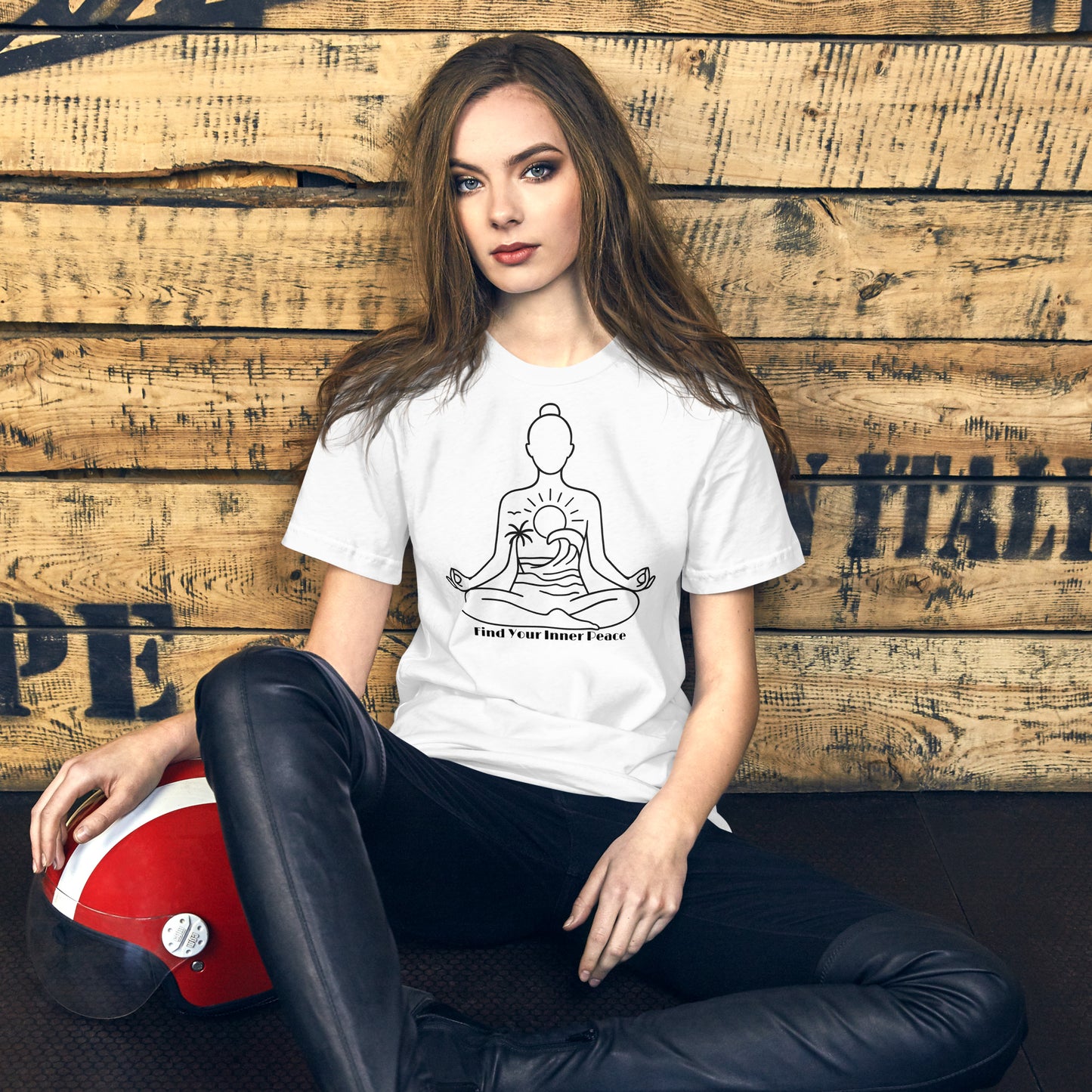 woman wearing white Find Your Inner Peace T-Shirt – Unisex Mindful Affirmation Tee