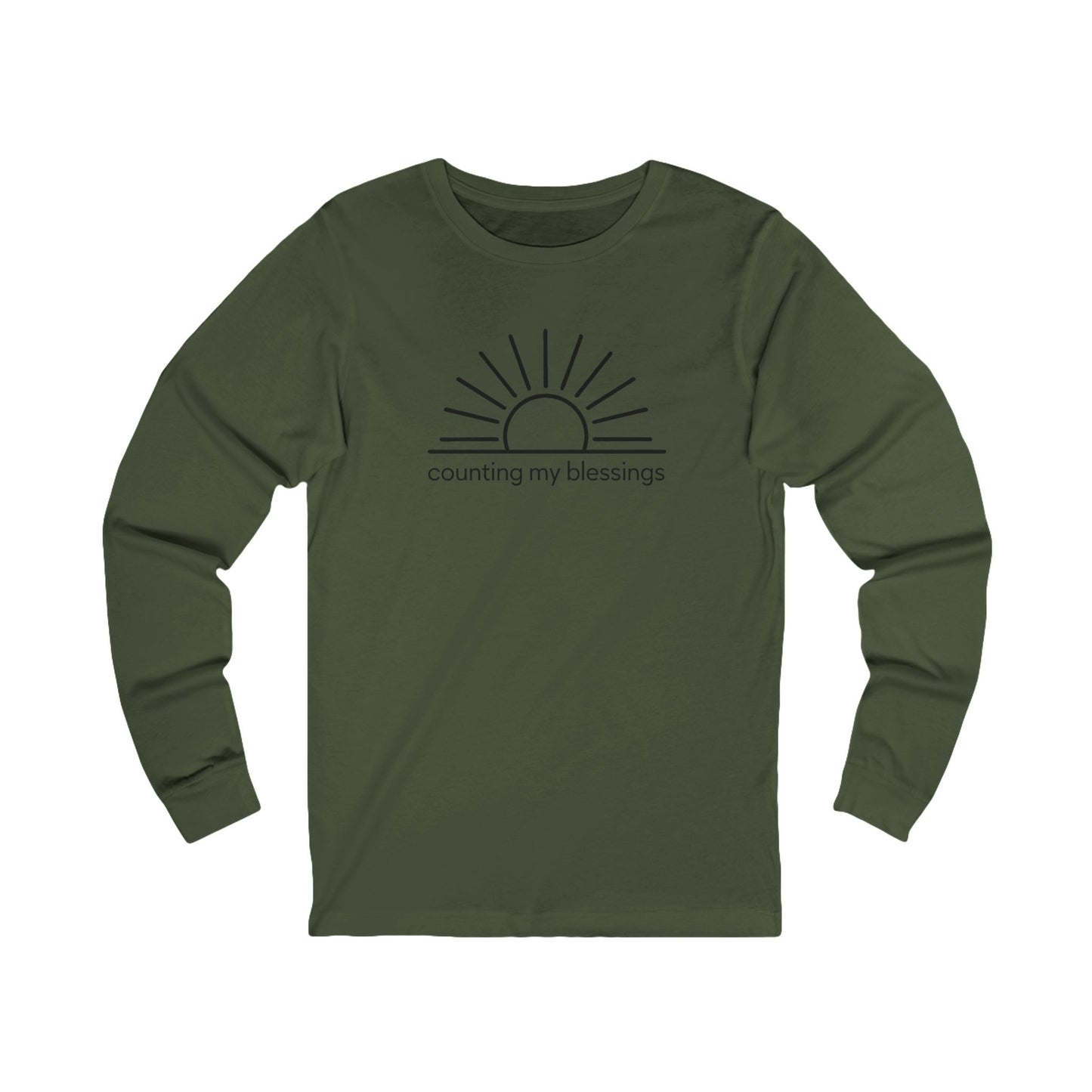 green Counting My Blessings – Unisex Jersey Long Sleeve Tee