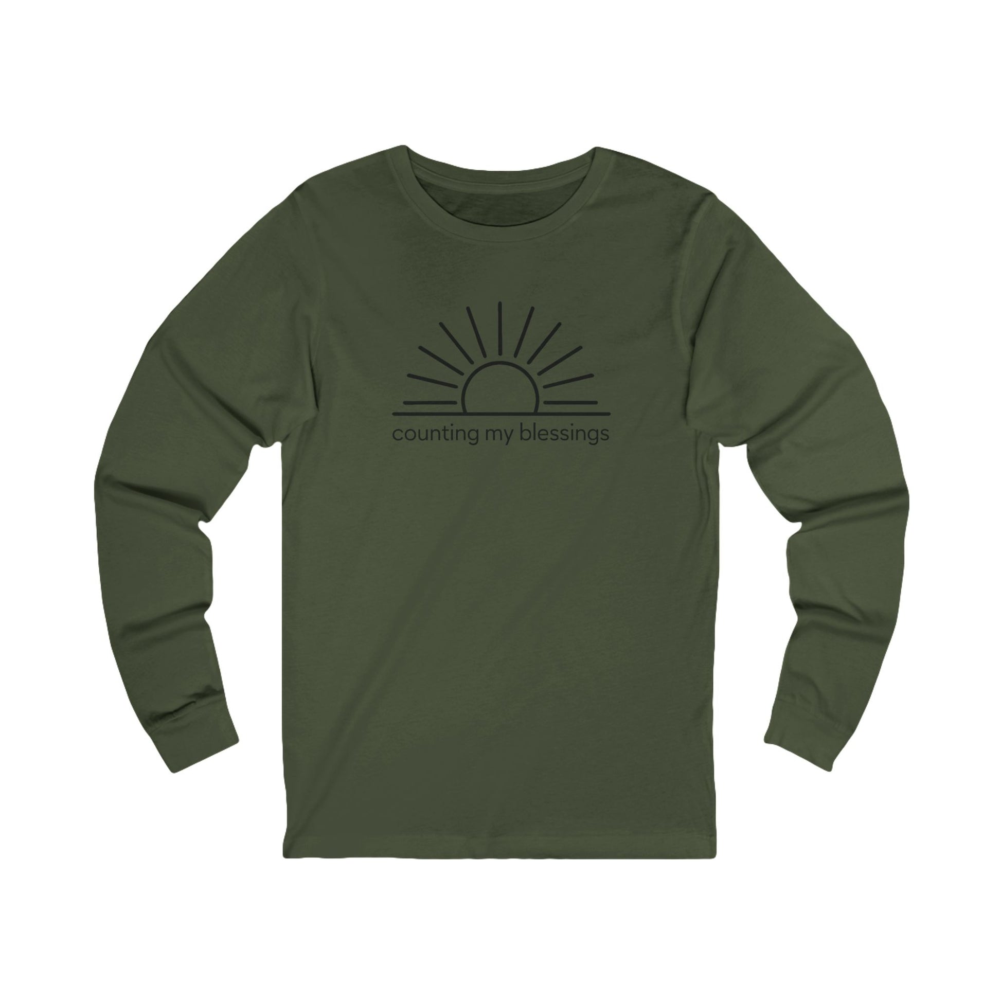green Counting My Blessings – Unisex Jersey Long Sleeve Tee