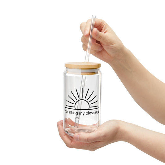 Hands holding Counting My Blessings Sipper Glass, 16oz