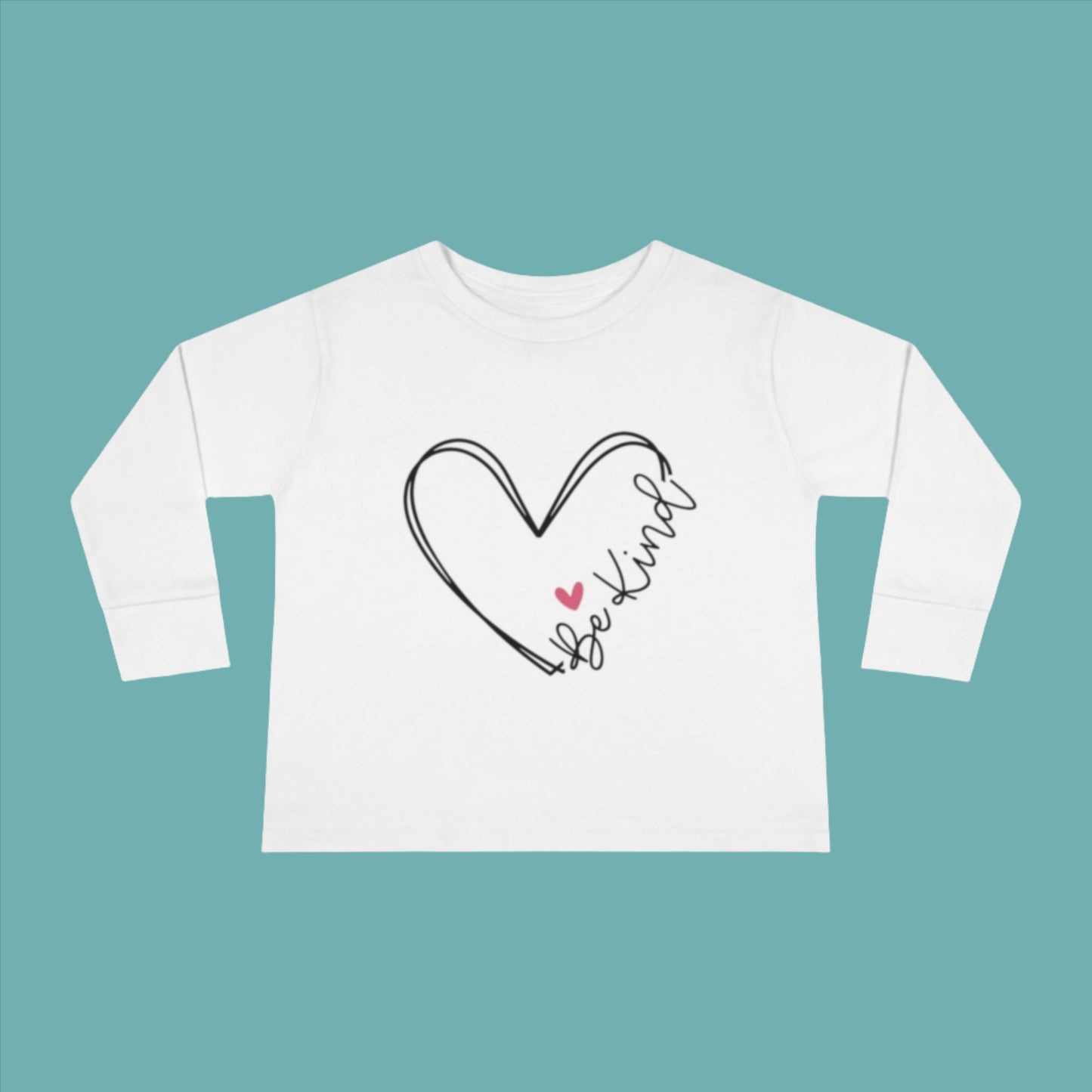 white long sleeve toddler shirt with heart pattern