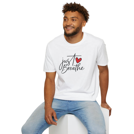 man wearing white Just Breathe Classic Fit T-Shirt – Mindful Style