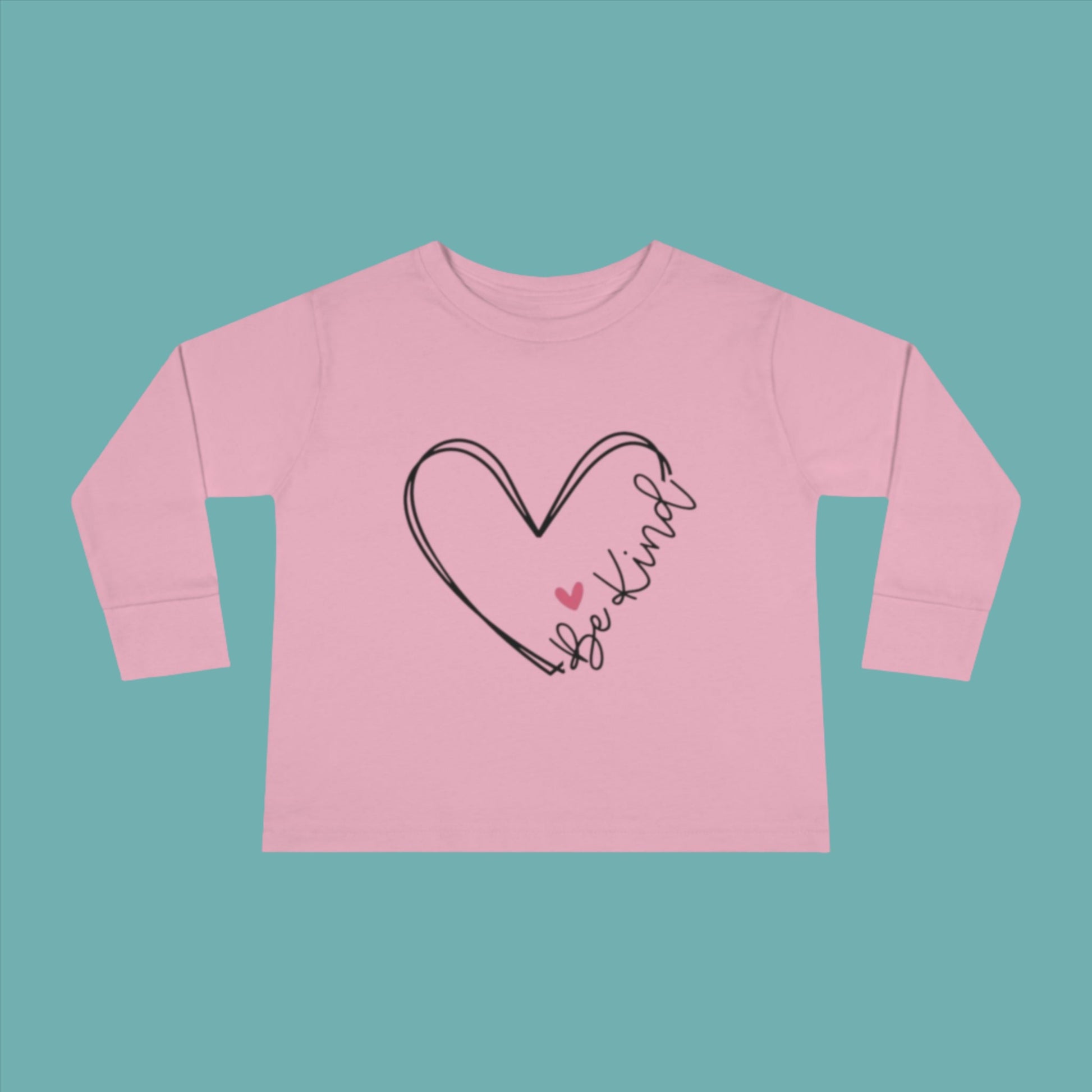 pink long sleeve toddler shirt with heart pattern