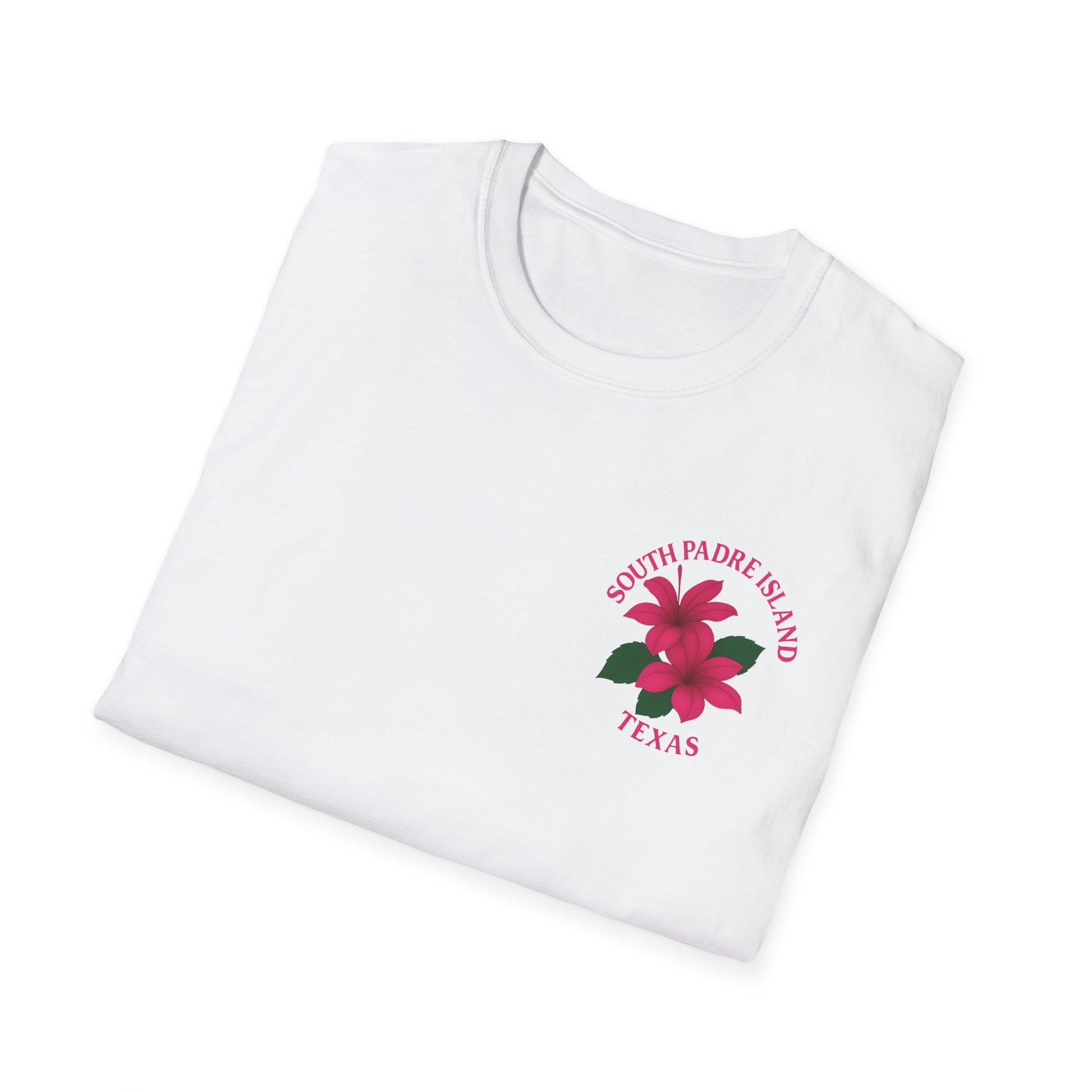 folded white South Padre Island Floral T-Shirt | Beach Vibes