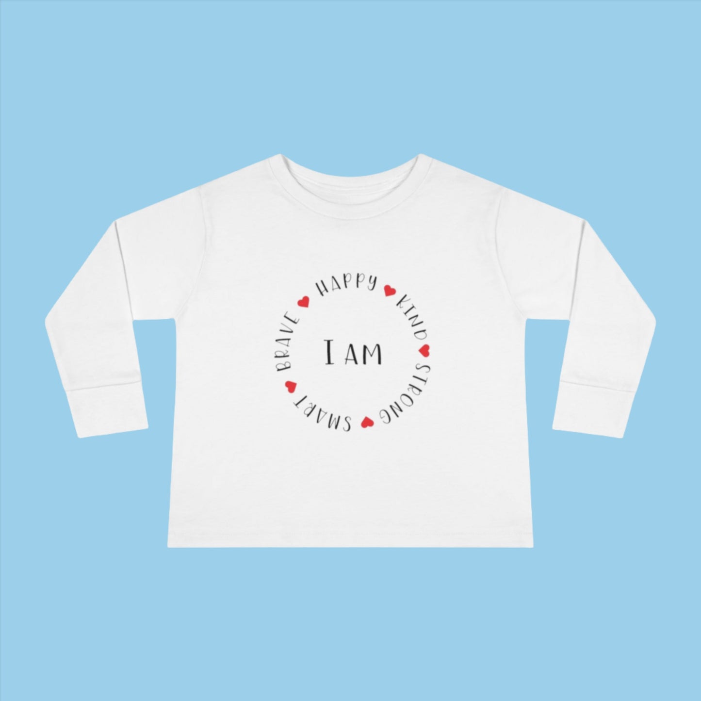 I am Toddler Long Sleeve Tee in white