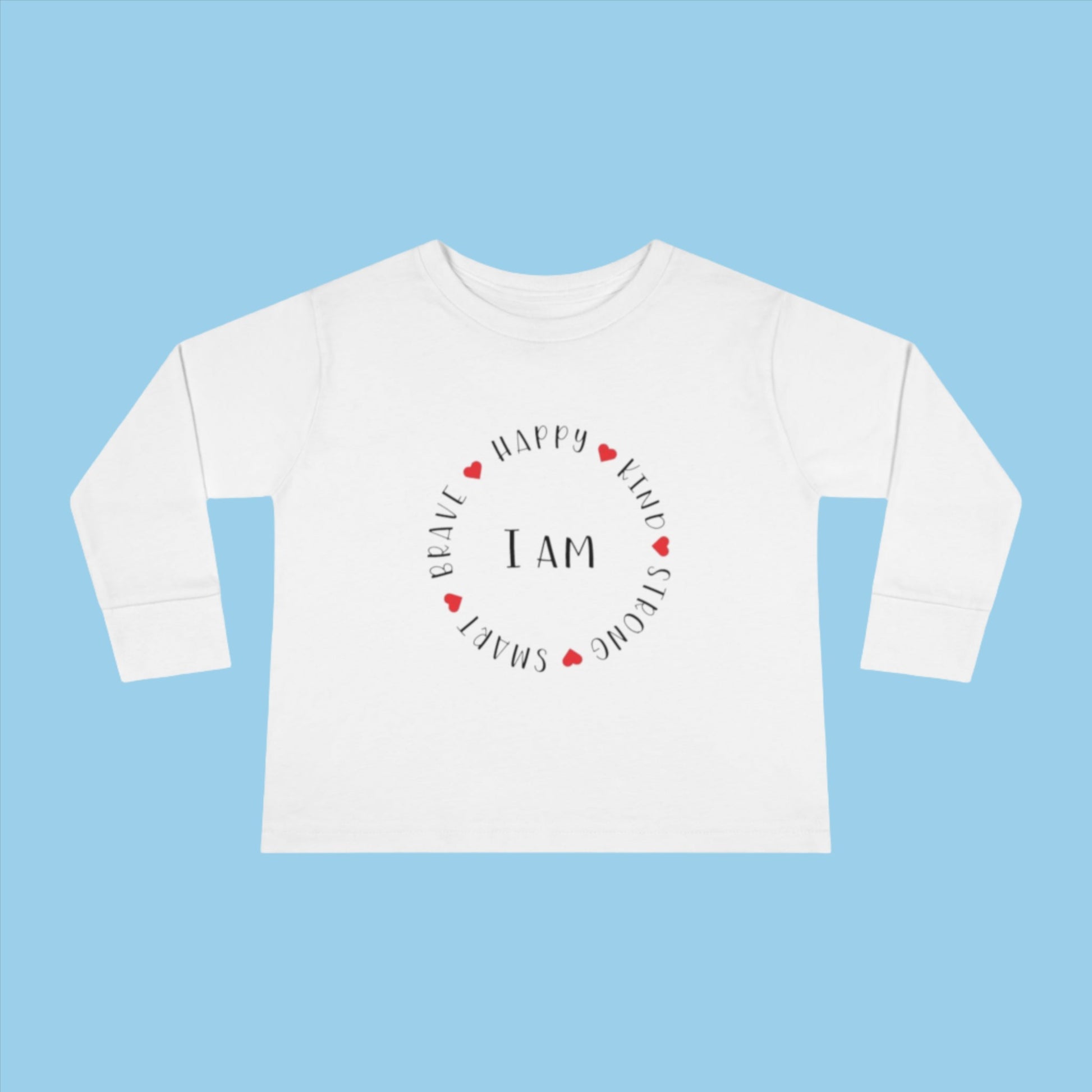 I am Toddler Long Sleeve Tee in white