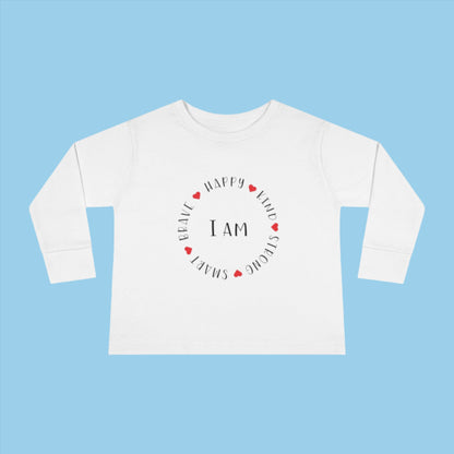 I am Toddler Long Sleeve Tee in white