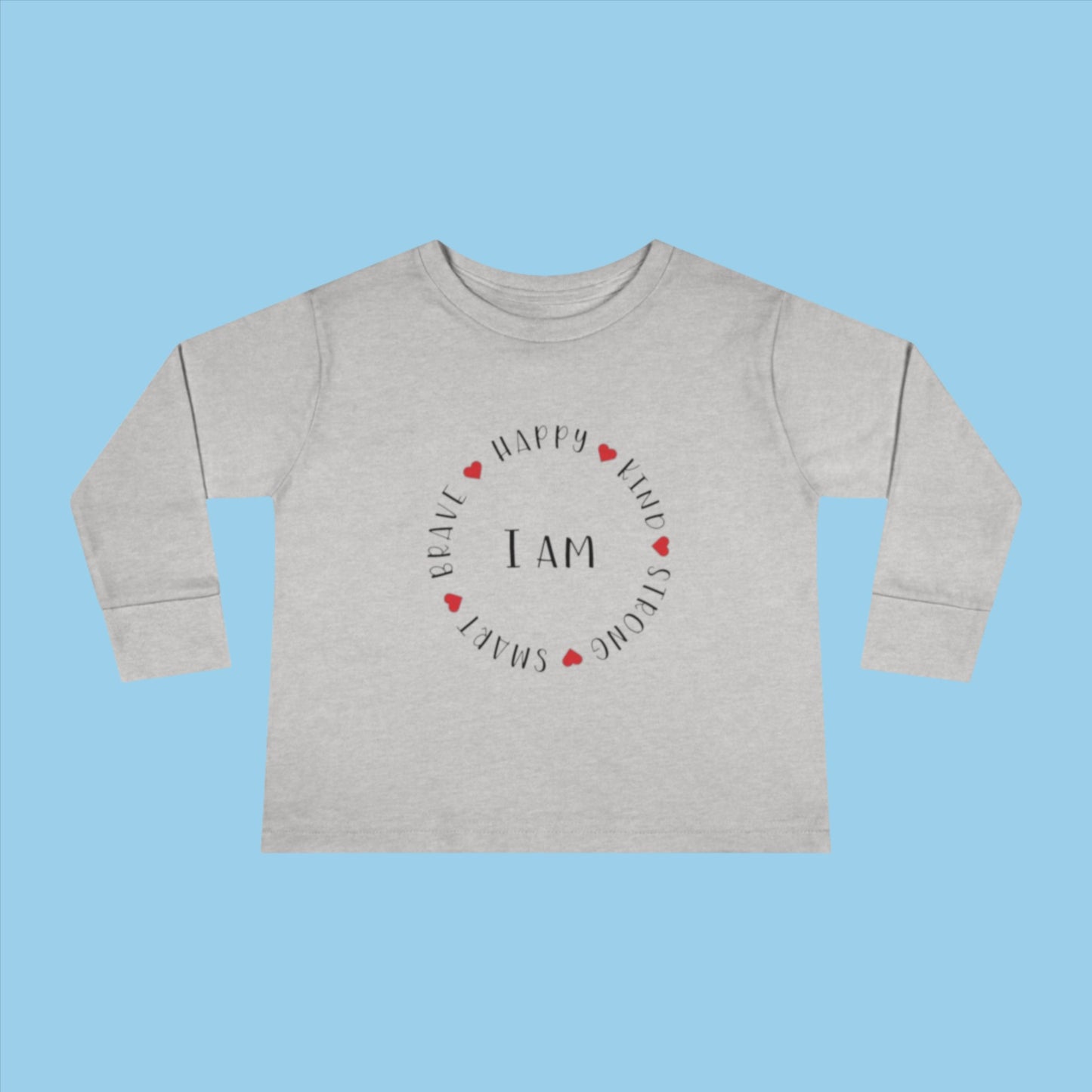 I am Toddler Long Sleeve Tee in grey