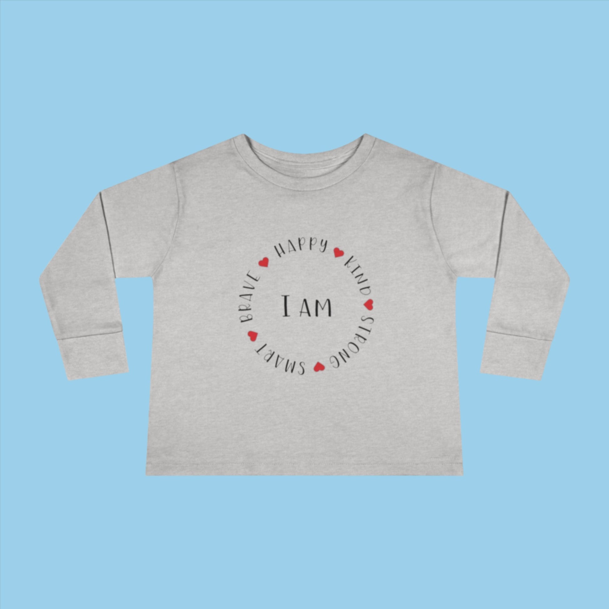 I am Toddler Long Sleeve Tee in grey