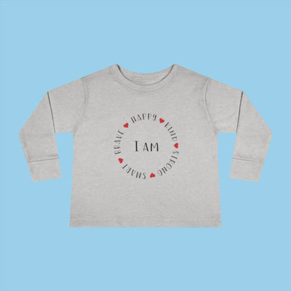 I am Toddler Long Sleeve Tee in grey