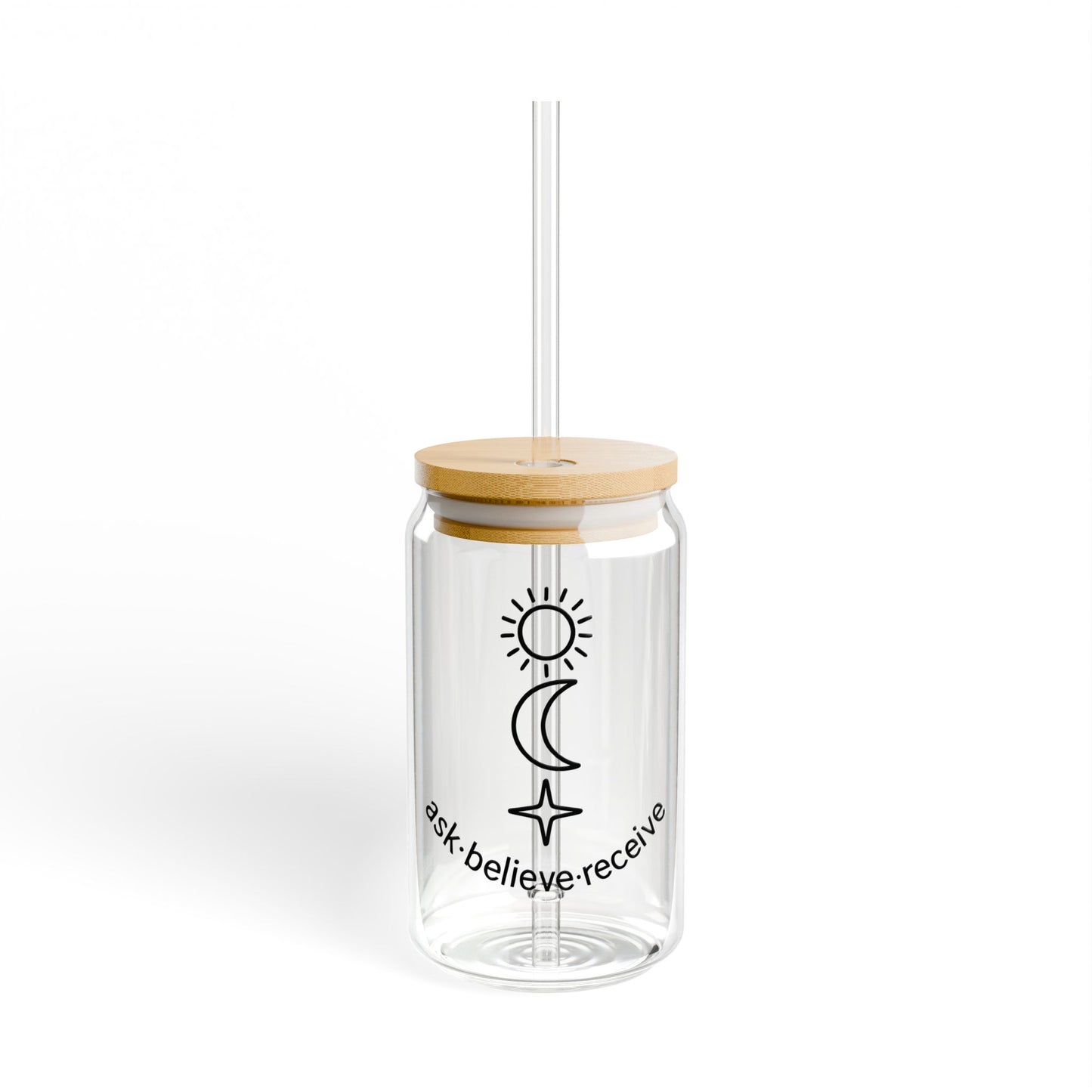 Ask Believe Receive Sipper Glass, 16oz