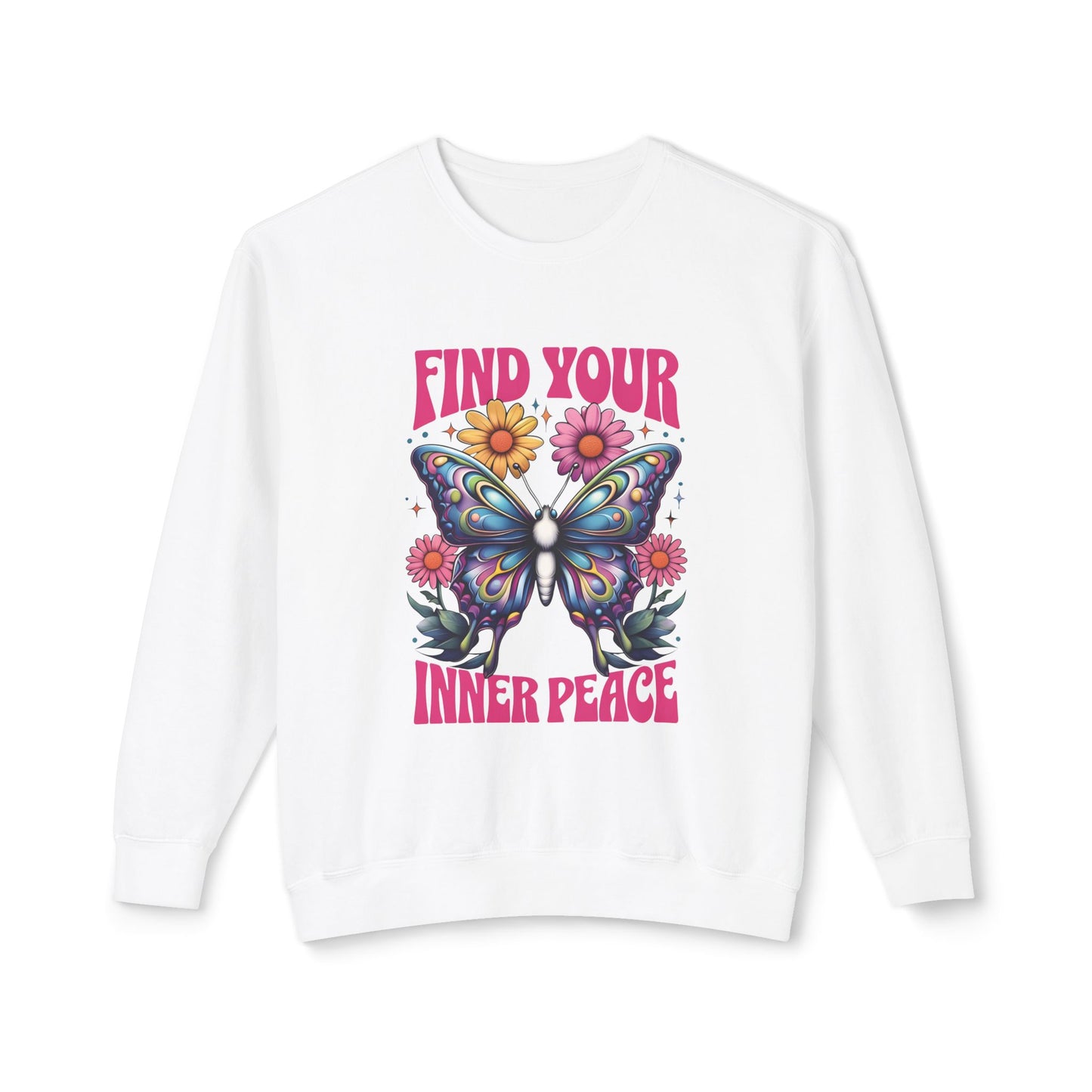 white Find Your Inner Peace Unisex Sweatshirt – Spiritual & Mindful Comfort