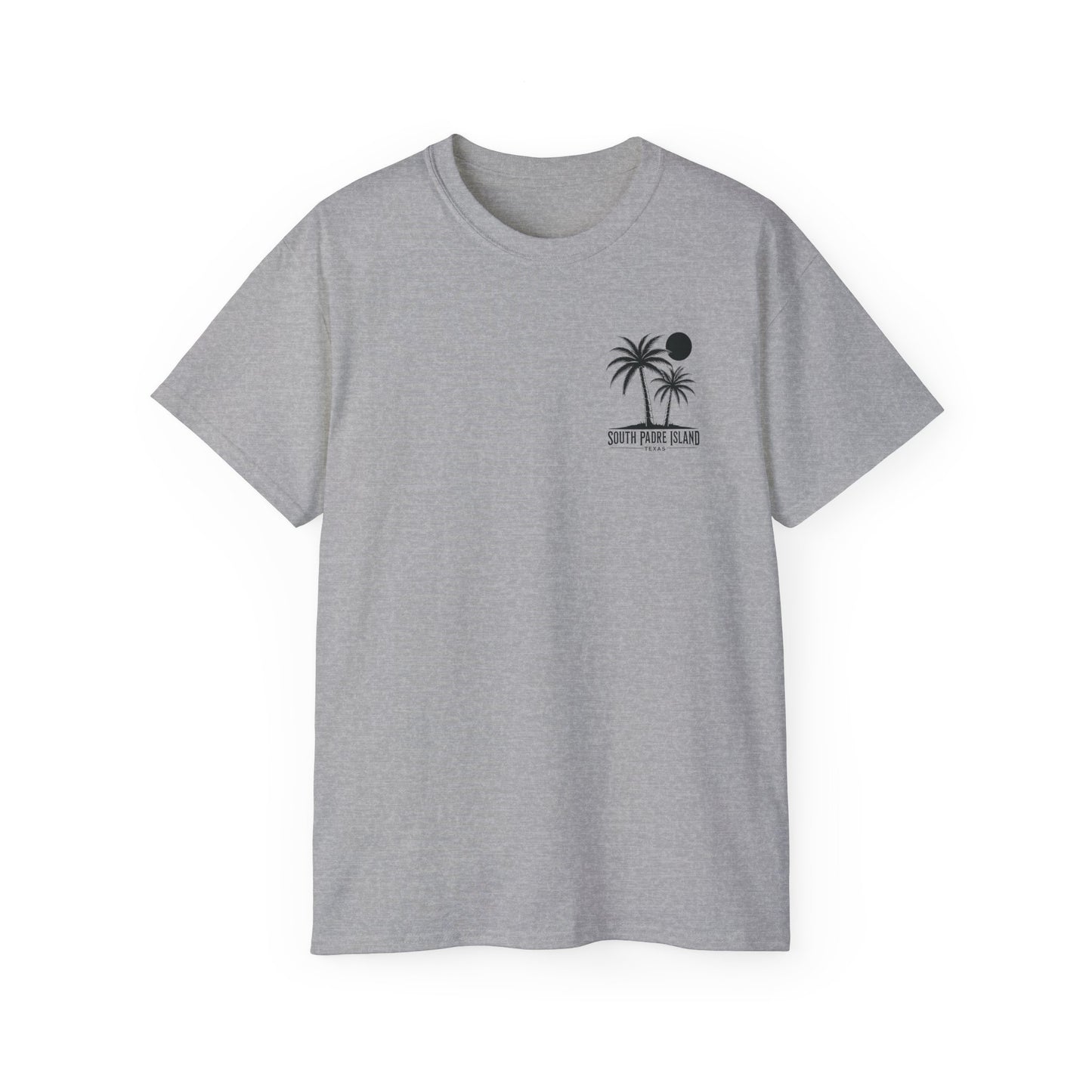 front of gray South Padre Island Unisex Ultra Cotton Tee – Comfortable Beach T-Shirt