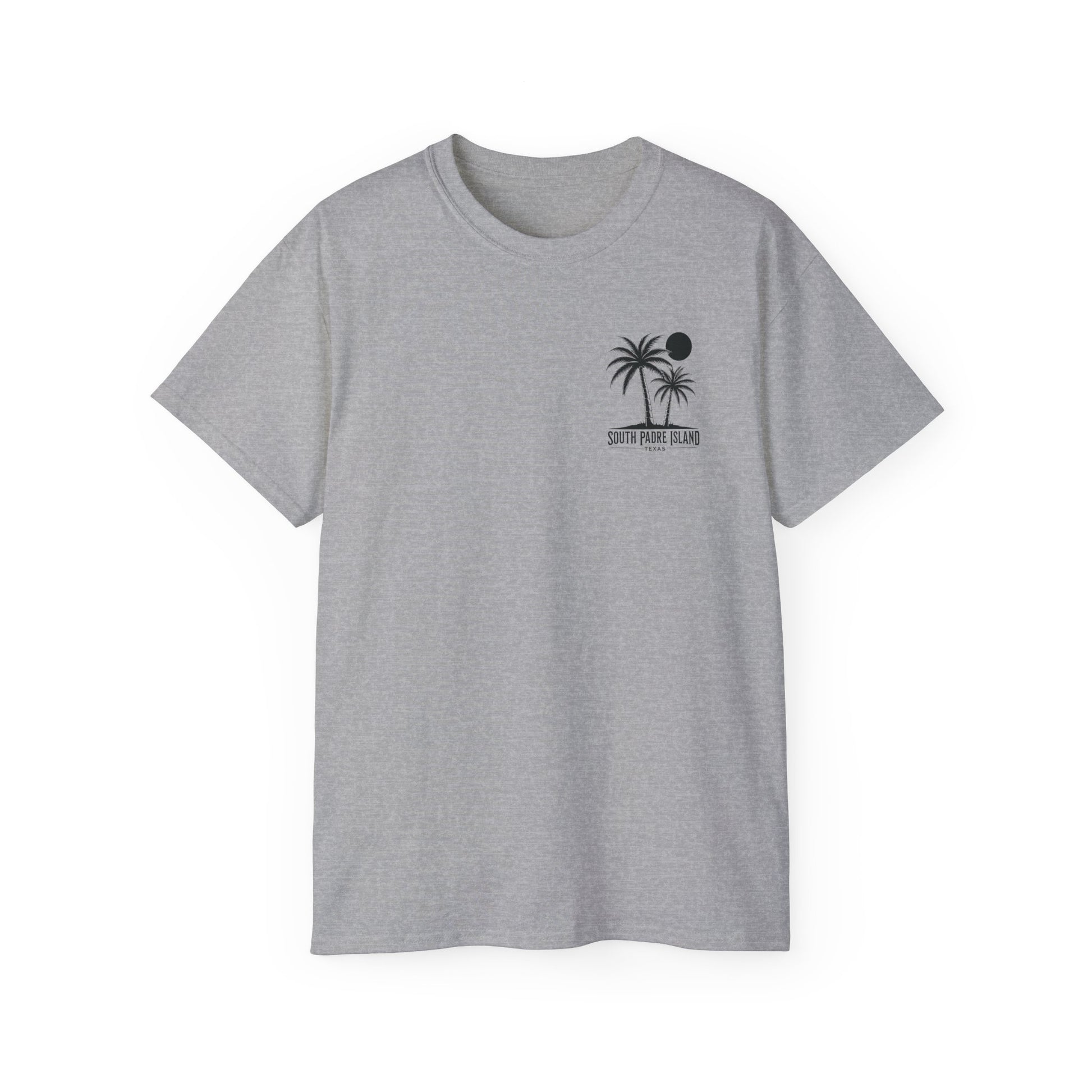 front of gray South Padre Island Unisex Ultra Cotton Tee – Comfortable Beach T-Shirt