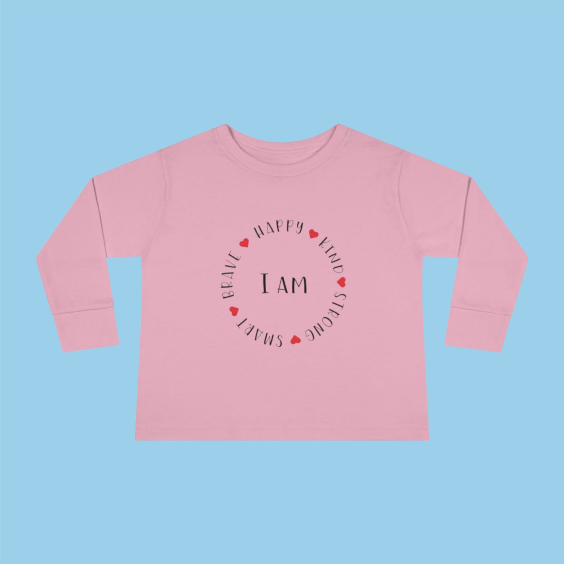 I am Toddler Long Sleeve Tee in pink