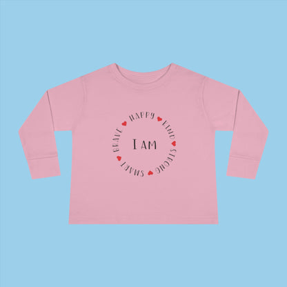 I am Toddler Long Sleeve Tee in pink