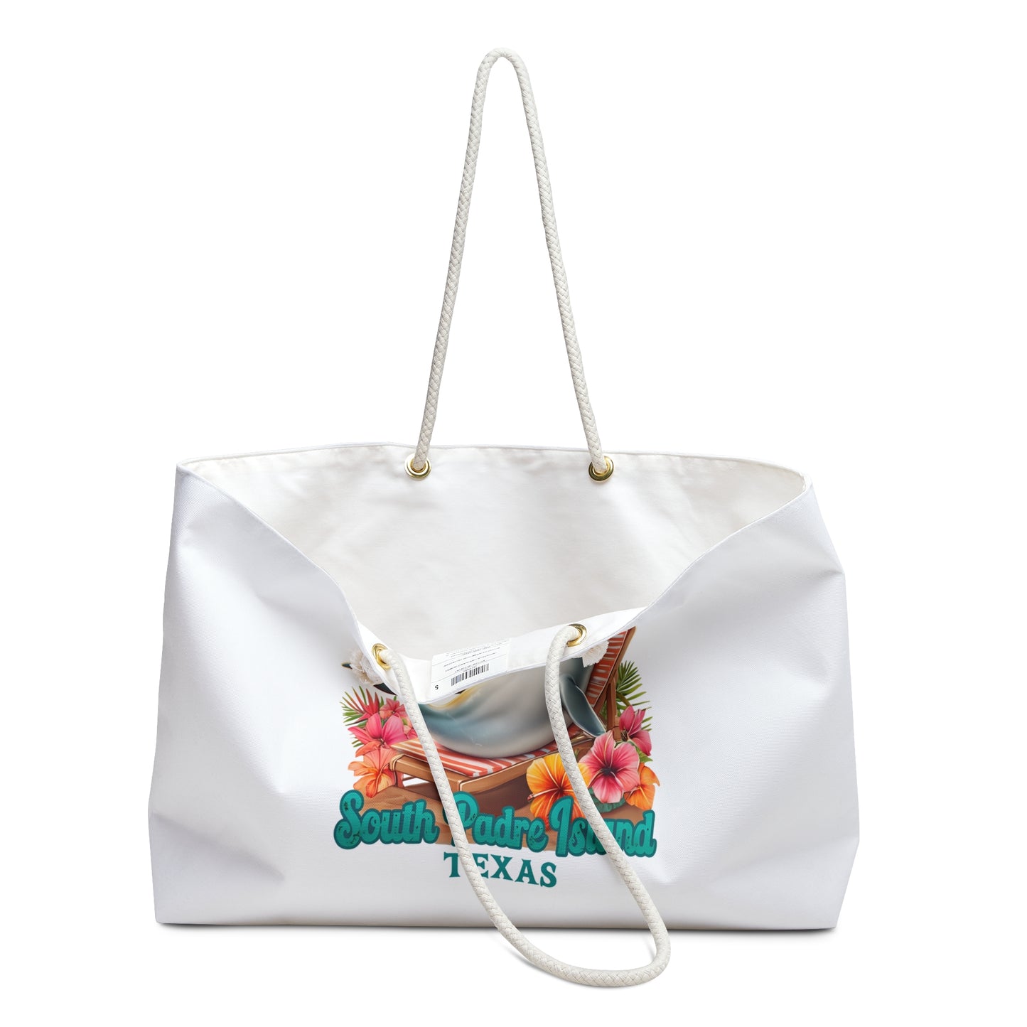 inside of South Padre Dolphin Weekender Bag – Coastal Travel Tote with Beach Vibes
