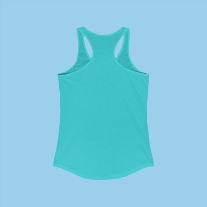 Back of teal Buddha Women's Ideal Racerback Tank