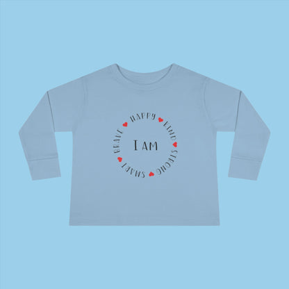 I am Toddler Long Sleeve Tee in blue