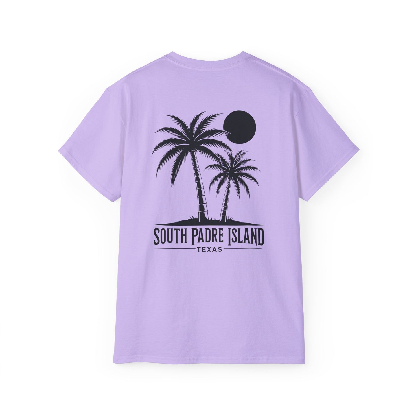 back of purple South Padre Island Unisex Ultra Cotton Tee – Comfortable Beach T-Shirt