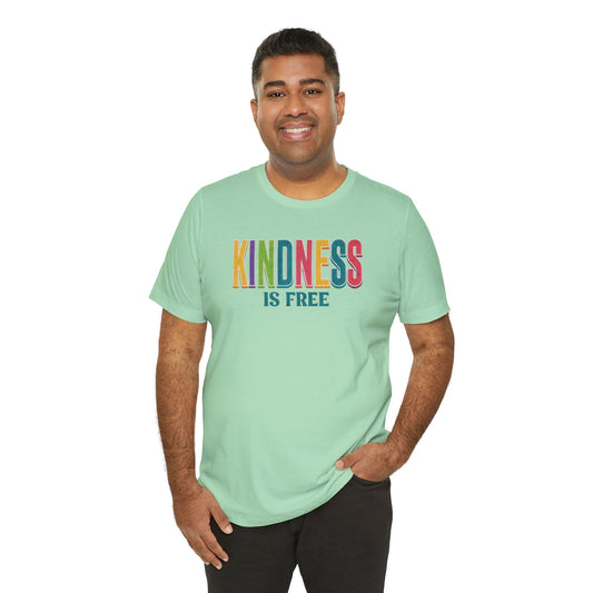 man wearing mint Kindness Is Free – Unisex Jersey Short Sleeve Tee
