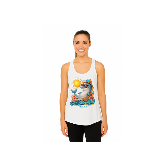 South Padre Island Dolphin Racerback Tank – Women’s Top