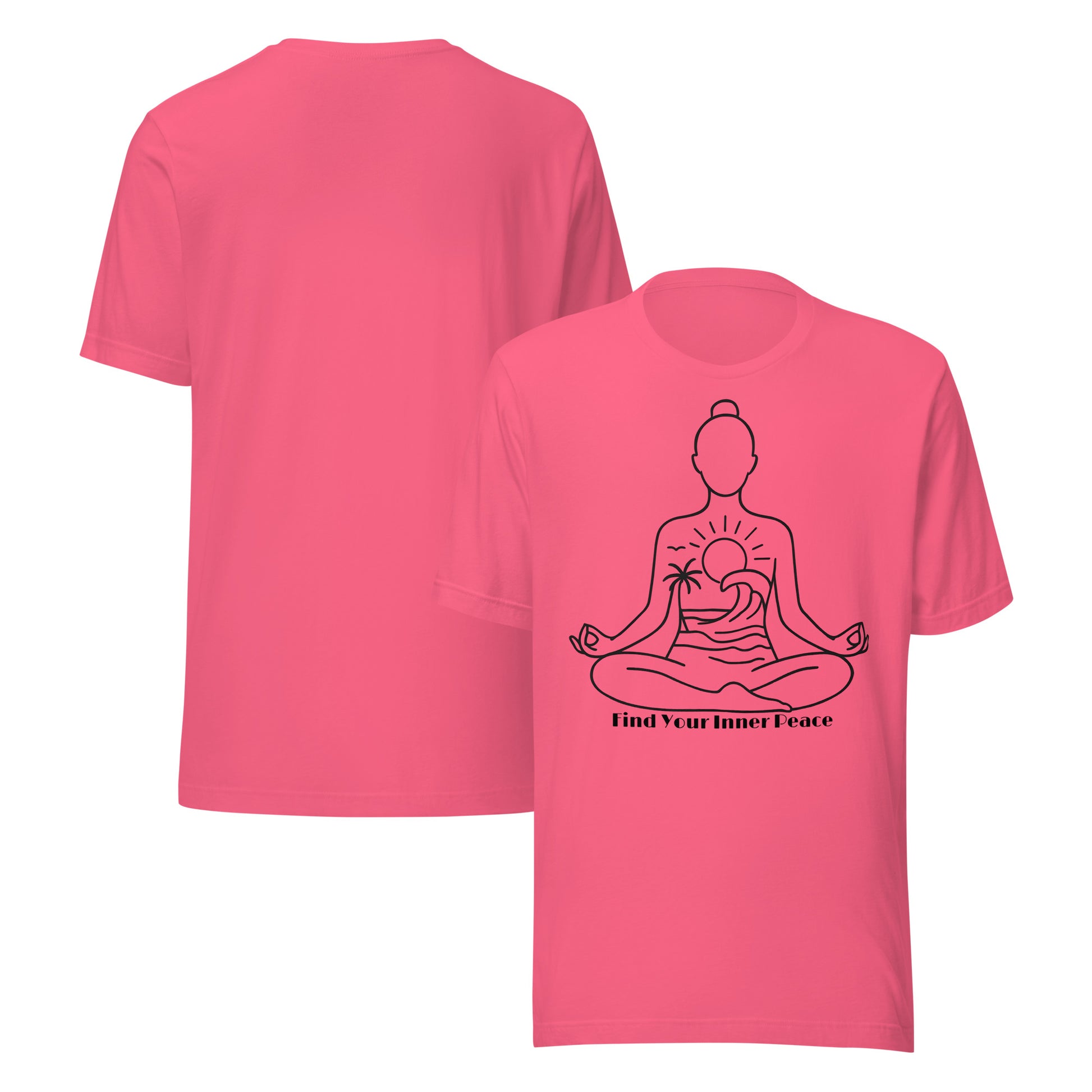 front and back of pink Find Your Inner Peace T-Shirt – Unisex Mindful Affirmation Tee