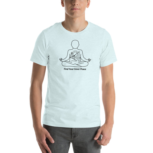 man wearing blue Find Your Inner Peace Fishing Tee – Men’s Fishing Graphic Shirt