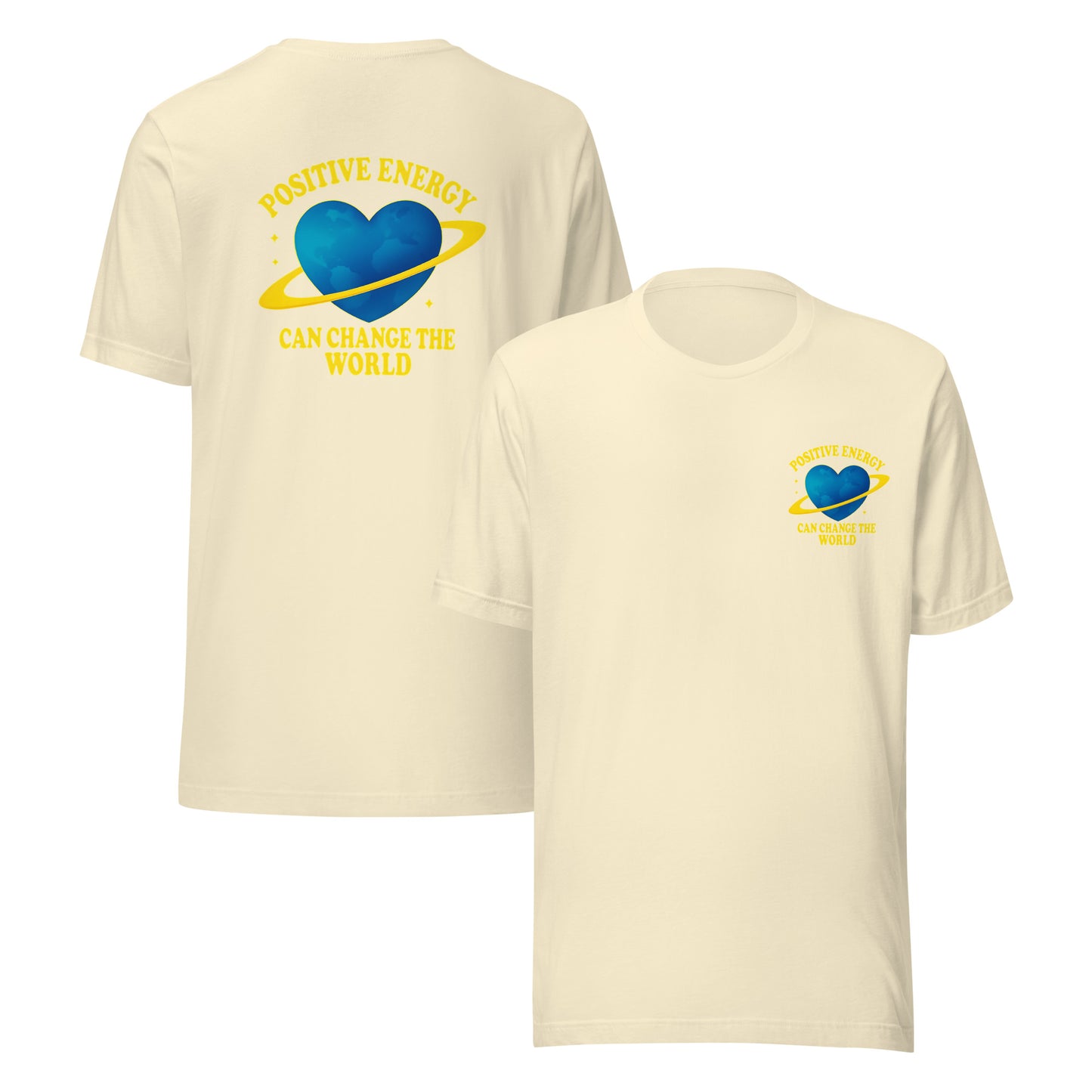 front and back of natural Positive Energy Heart Tee - Unisex Jersey T-Shirt